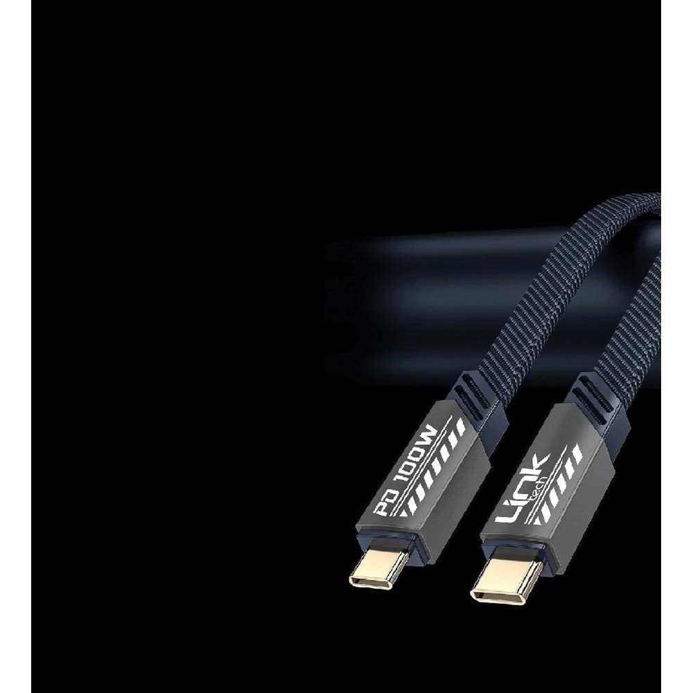 LinkTech K472 Gri Mecha Stil 1.2 Metre 100W Type C to Type C PD Hızlı Şarj Kablosu