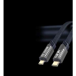 LinkTech K472 Gold Mecha Stil 1.2 Metre 100W Type C to Type C PD Hızlı Şarj Kablosu