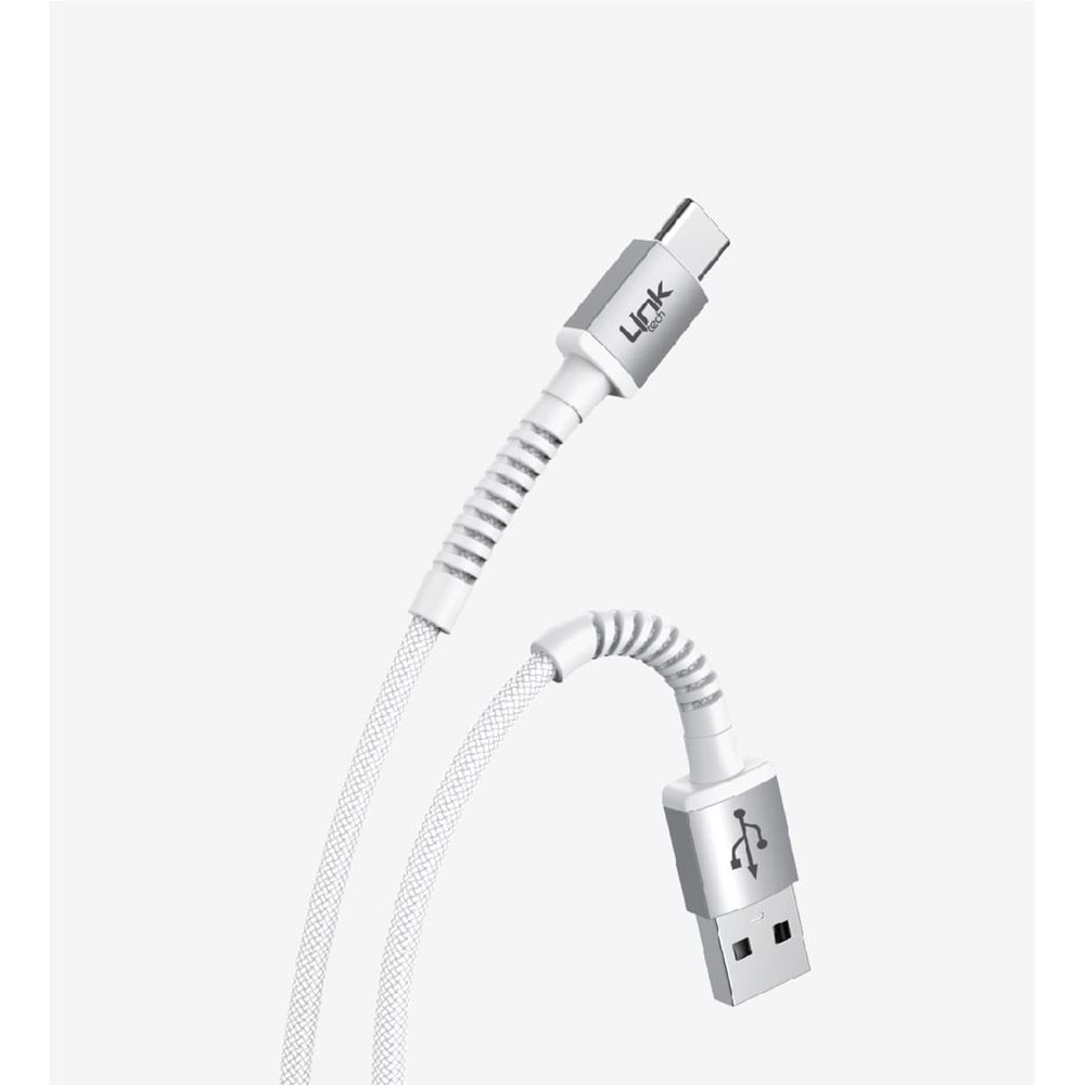 LinkTech K552 Beyaz 1 Metre 3A Örgülü Metal Başlı USB Type C Şarj Kablosu