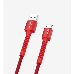 LinkTech K552 Kırmızı 1 Metre 3A Örgülü Metal Başlı USB Type C Şarj Kablosu