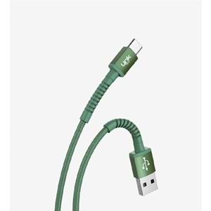 LinkTech K552 Yeşil 1 Metre 3A Örgülü Metal Başlı USB Type C Şarj Kablosu