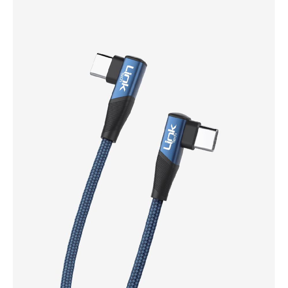 LinkTech K595 Lacivert Örgülü Dirsekli Metal Başlı 150cm Type-C Type-C 3A 60W PD Hızlı Şarj Kablosu