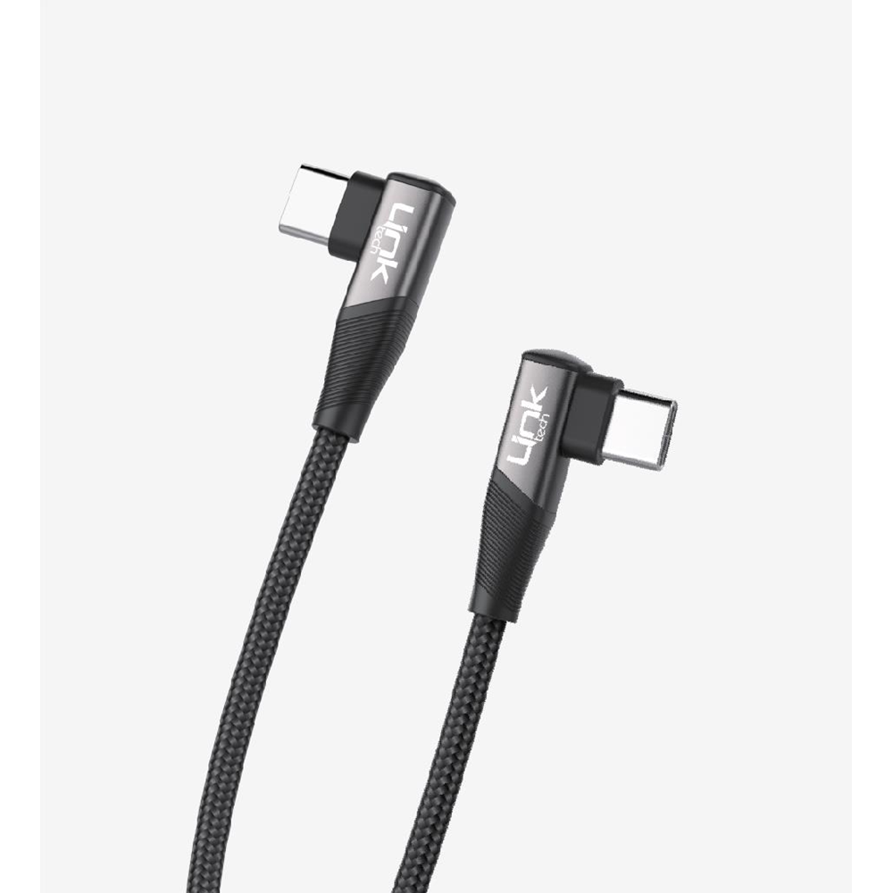 LinkTech K595 Gri Örgülü Dirsekli Metal Başlı 150cm Type-C Type-C 3A 60W PD Hızlı Şarj Kablosu