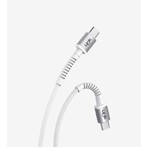 LinkTech K597 Beyaz 3 Metre Type C to Type C Kablo, Örgülü PD 60W 3 Metre Type C Kablo