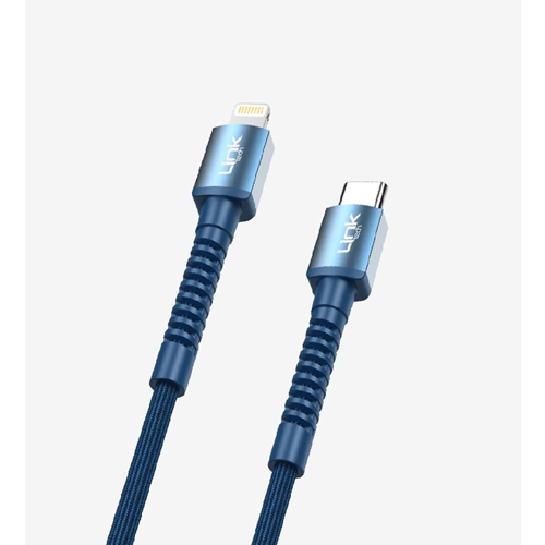 LinkTech K599 Mavi 1 Metre Lıghtnıng To Type-C 3A Hızlı Şarj Kablosu+Data