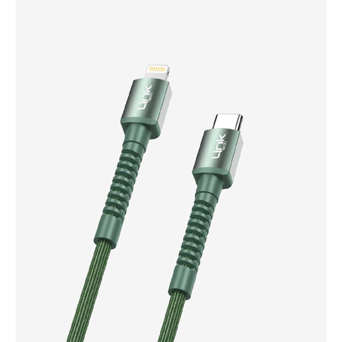 LinkTech K599 Yeşil 1 Metre Lıghtnıng To Type-C 3A Hızlı Şarj Kablosu+Data