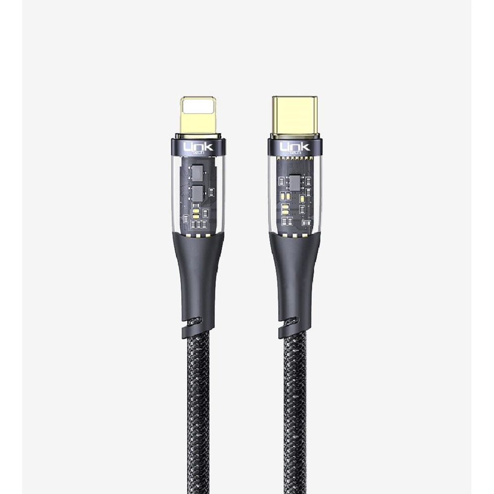 Linktech K673 Strong 27W USB-C'den Lightning 1300mm Şeffaf Şarj Kablosu