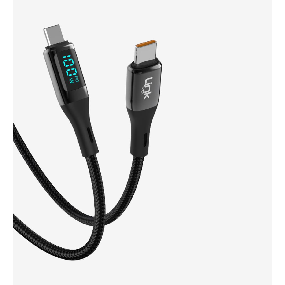 LinkTech K680 Dijital Göstergeli PD 100W Çinko Başlı Type-C Şarj Kablosu