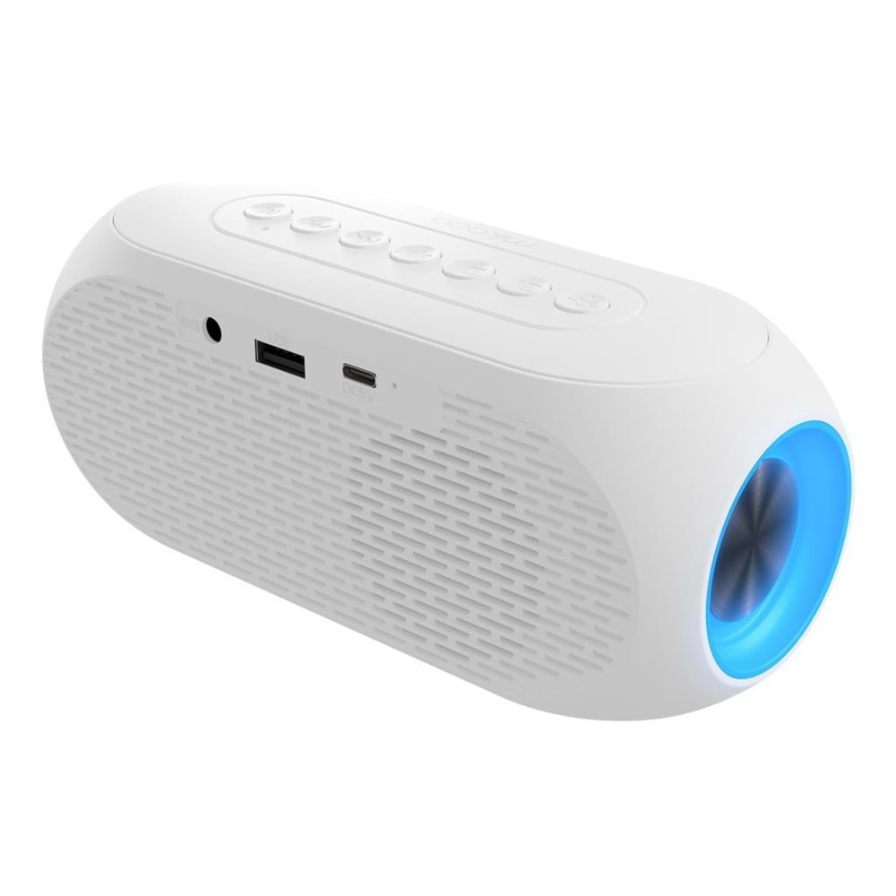 Mikado MD-W7 1200mAh 5W Beyaz Bluetooth-Aux-Derece-Usb-FM Double Alarmlı Saat Speaker