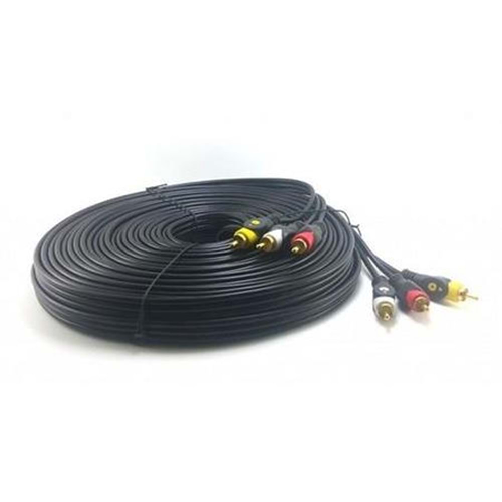 Swat FKT179 3Rca-3Rca Görüntü Ve Ses Kablosu 20 Metre Gold Seri