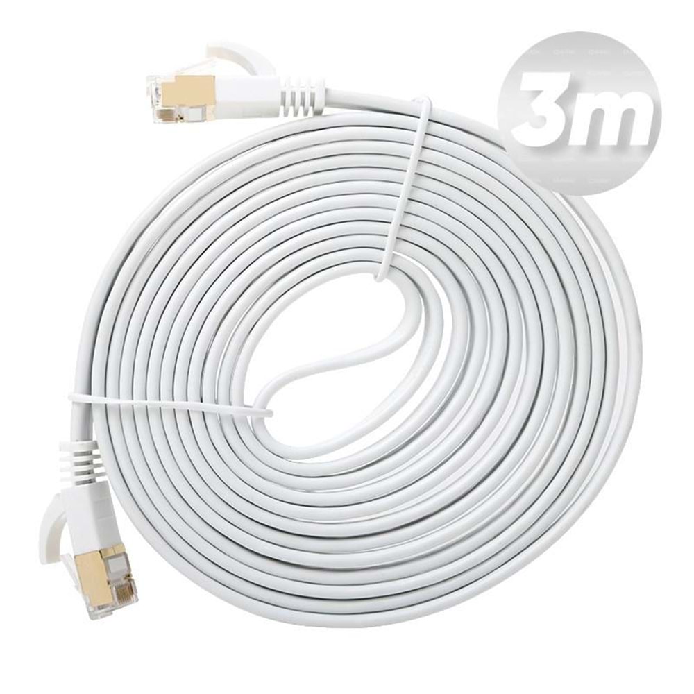 Dark 3m Cat7 Kablo BC AWG30 FTP Beyaz Slim Patch Kablo (DK CB NT7F300W)