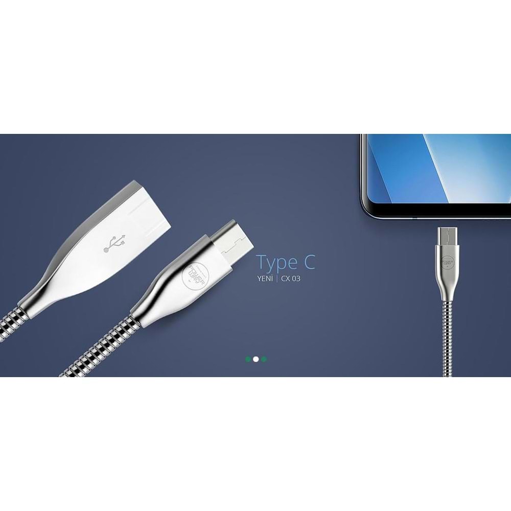 Powerway CX-03 Typ-C Metal Usb Hızlı Şarj Data Kablo