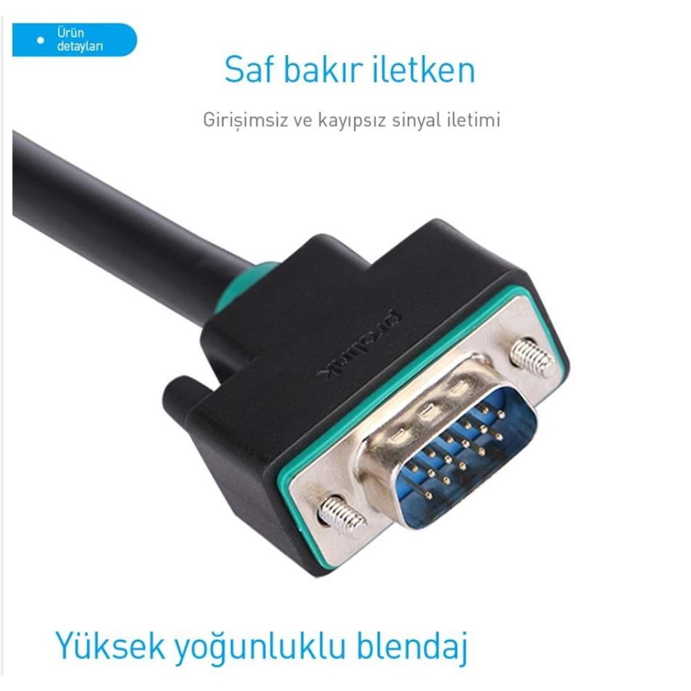 NBTech Prolink PB488-0150 1.5 Metre VGA Kablo, Kalın VGA to VGA Kablo Erkek Erkek,