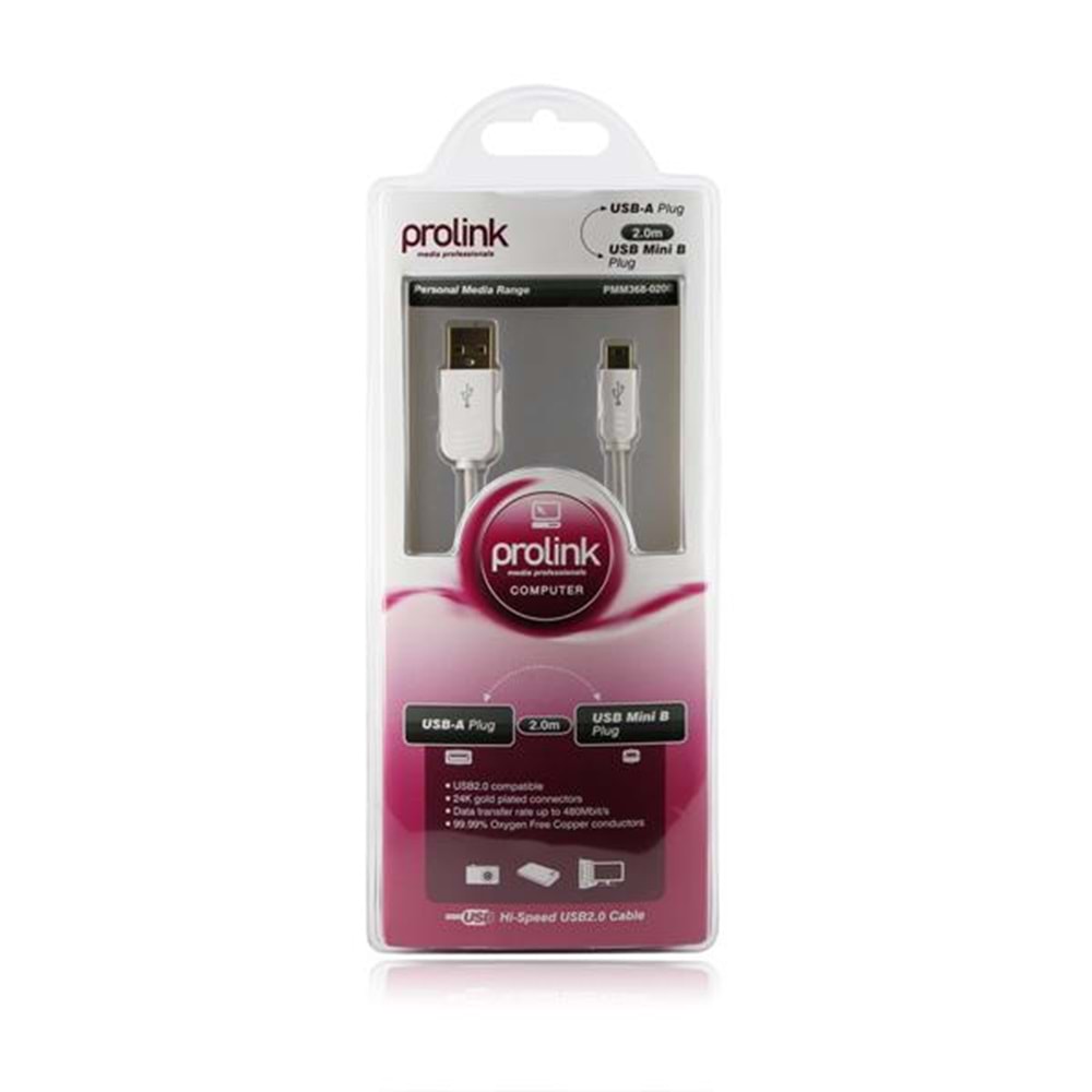 PrimeX Prolink PMM368-0030 0.3 Metre Mini USB kablo, Mini Usb Kablo, Harici HDD Kablo
