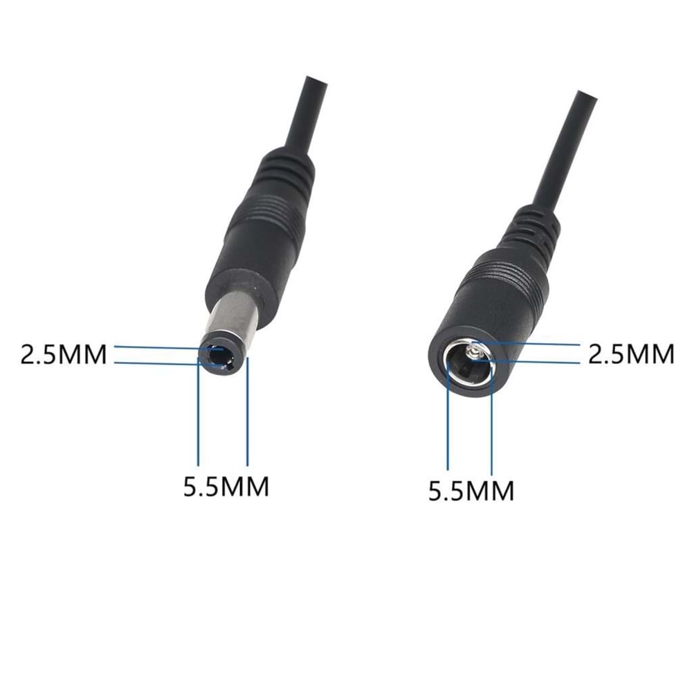 PrimeX PX-010 Standart Şarj Uzatma Kablosu, 10 Metre 5.5*2.5mm Erkek Dişi Uzatma Kablo
