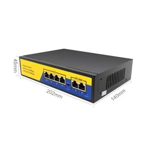 NBTech NB-1006B 4 Port 10/100M POE Switch, ip Kamera Poe Switch anahtarı-(4 + 2) 100m iletim mesafesi, 4*10/100mbps POE bağlantı noktası, 2*10/100mbps uplink portu