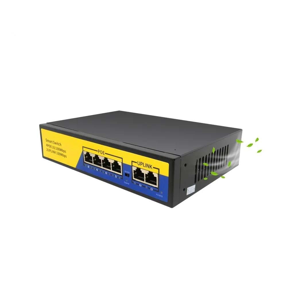 NBTech NB-1006B 4 Port 10/100M POE Switch, ip Kamera Poe Switch anahtarı-(4 + 2) 100m iletim mesafesi, 4*10/100mbps POE bağlantı noktası, 2*10/100mbps uplink portu