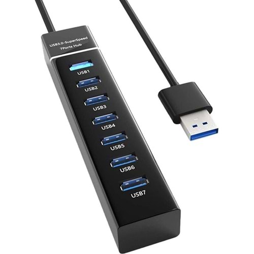 NBTech NB-307 USB Hub, 7 Port USB 3.0 Çoklayıcı, USB Çoklayıcı Siyah