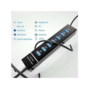 NBTech NB-307 USB Hub, 7 Port USB 3.0 Çoklayıcı, USB Çoklayıcı Siyah