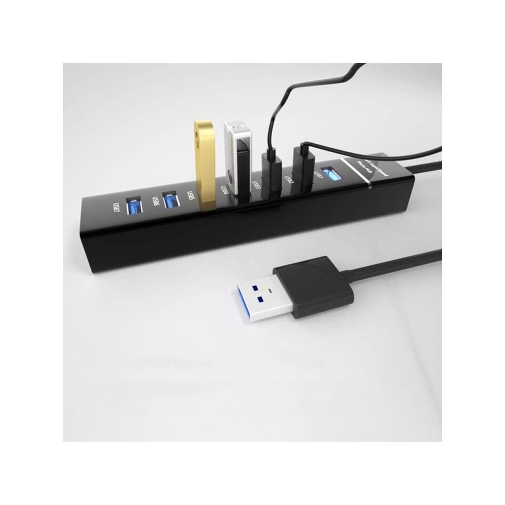 NBTech NB-307 USB Hub, 7 Port USB 3.0 Çoklayıcı, USB Çoklayıcı Siyah