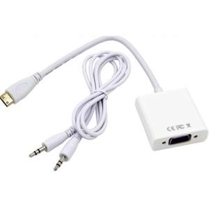 NBTech NB-4307 Mini HDMI To VGA Çevirici Dönüştürücü, Ses Çıkışı Destekli