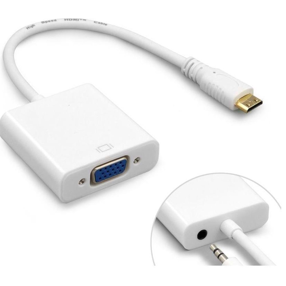 NBTech NB-4307 Mini HDMI To VGA Çevirici Dönüştürücü, Ses Çıkışı Destekli