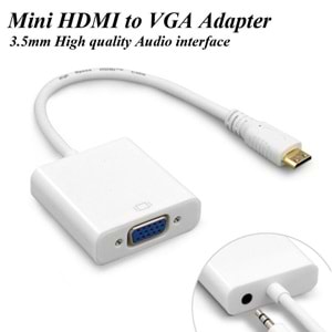 NBTech NB-4307 Mini HDMI To VGA Çevirici Dönüştürücü, Ses Çıkışı Destekli