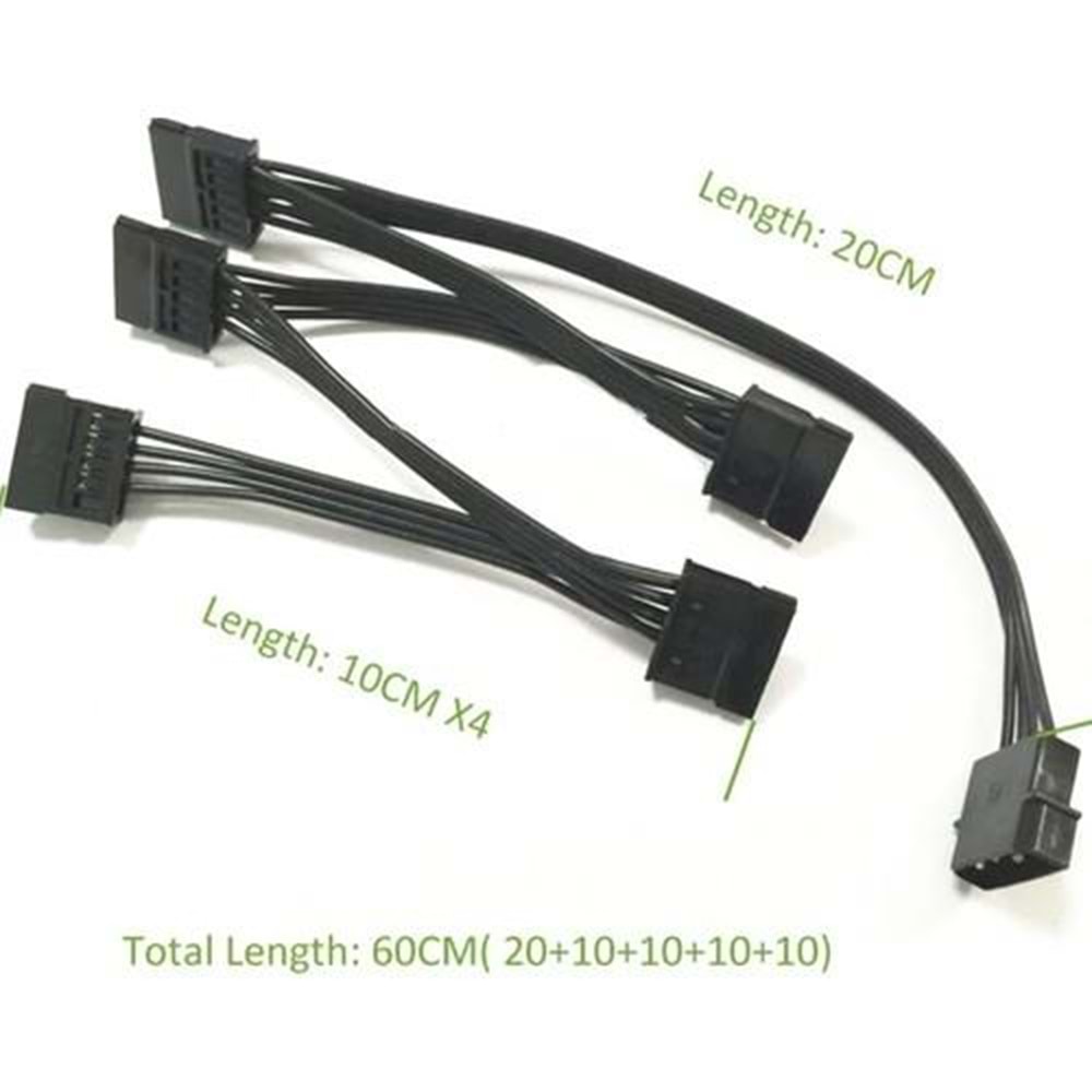 NBTech NB-4355 Molex To Sata x5 ORJ. PSU Sata Çevirici Kablo