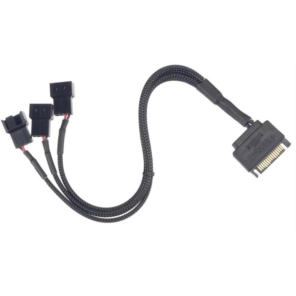 NBTech NB-4597 PSU Sata Power To Fan Çevirici 3 Port Y Pin Pwm Çoklayıcı Splitter Fan Kablosu
