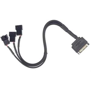 NBTech NB-4597 PSU Sata Power To Fan Çevirici 3 Port Y Pin Pwm Çoklayıcı Splitter Fan Kablosu