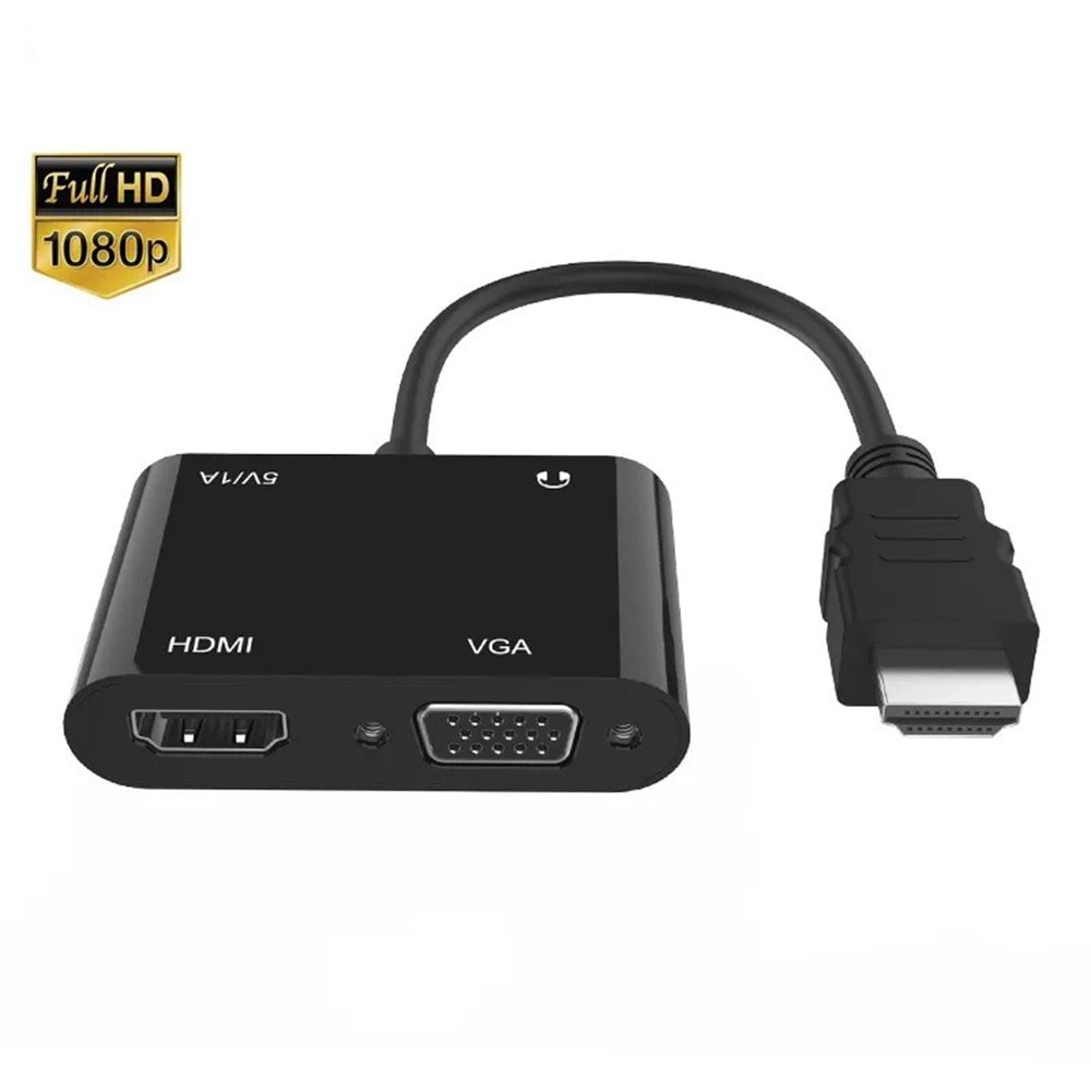 NBTech NB-4671 HDMI to HDMI, VGA Çevirici Adaptör , HDMI Vga Çevirici, (VGA ve HDMI Çıkışı Aynı Görüntü Aktarır)
