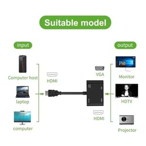 NBTech NB-4671 HDMI to HDMI, VGA Çevirici Adaptör , HDMI Vga Çevirici, (VGA ve HDMI Çıkışı Aynı Görüntü Aktarır)