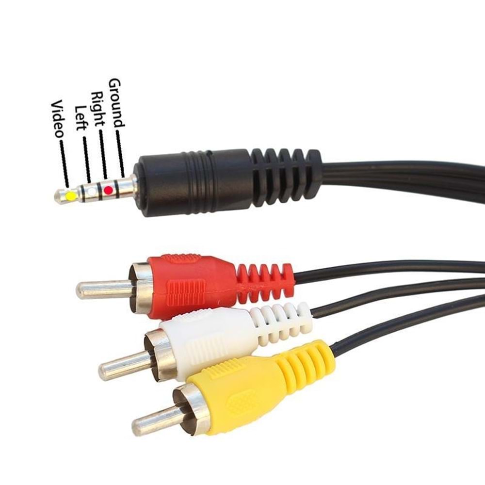 NBTech NB-4824 3.5 mm Stereo To 3 Rca Dişi Tos Çevirici Dönüştürücü Ses/Görüntü Kablosu, 3.5mm to Rca Görüntü Aktarıcı
