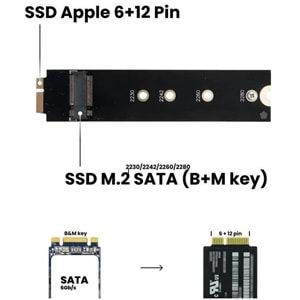 NBTech NB-4879 M2 SSD Macbook Çevirici, M.2 Ssd To 18(6+12) Pin Çevirici Dönüştürücü Kart Adaptör (M2 NVMe SSdlerde Çalışmaz)