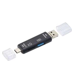 NBTech NB-5068 Micro USB/ Type C to Micro Sd OTG Çevirici, Otg 3in1 Type-C Ve Micro Usb Tf Çevirici Dönüştürücü Kart Okuyucu