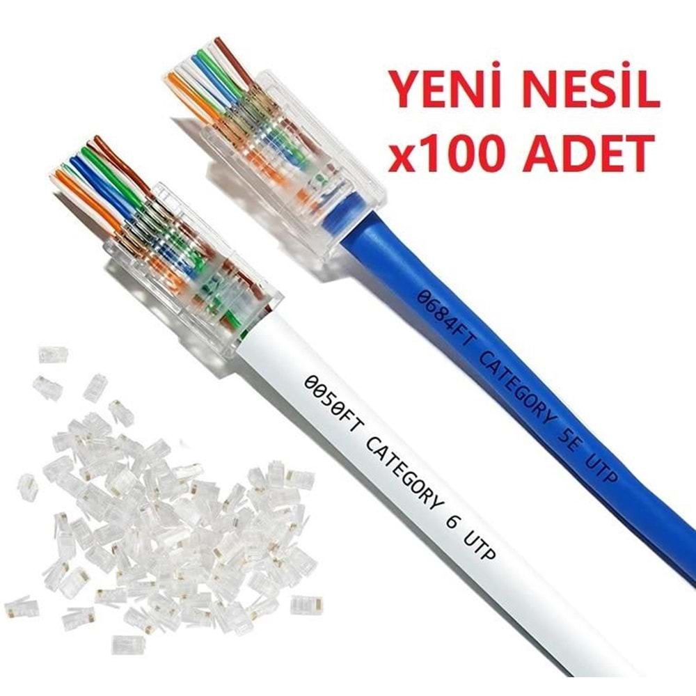 NBTech NB-560C6 RJ-45 Cat6 100 Lü Paket Yeni Nesil RJ45 Jack UTP