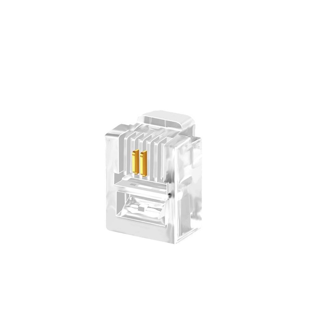 NBTech NB-6P2C RJ11 2 pinli konnektör, RJ11 Jack, 6P2C Jack, RJ11 Telefon Kablo Ucu 100 lü Paket