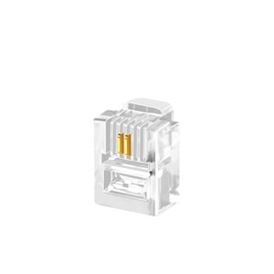 NBTech NB-6P2C RJ11 2 pinli konnektör, RJ11 Jack, 6P2C Jack, RJ11 Telefon Kablo Ucu 100 lü Paket