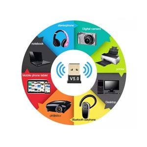 PrimeX PX-AC-BTU50 Bluetooth 5.0 Alıcı, Mini Dongle Usb Alıcı, Bluetooth 5.0 Adaptör, USB Bluetooth 5.0, Win10 Tak Çalıştır, Çoklu Cihaz Bağlama