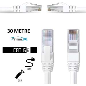 PrimeX PX-CAT630G 23AWG 30 Metre Gri Cat6E Ethernet Kablosu (Gigabit)