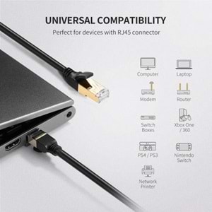 PrimeX PX-CAT710M Altın Uçlu Siyah Cat7 Ethernet Kablo 10 Metre Gigabit