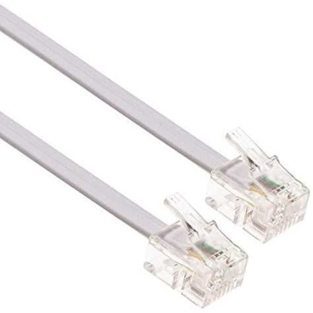 PrimeX PX-KKT03 2CX0.10mmx7 3 Metre ADSL RJ11 Telefon Kablosu Gri