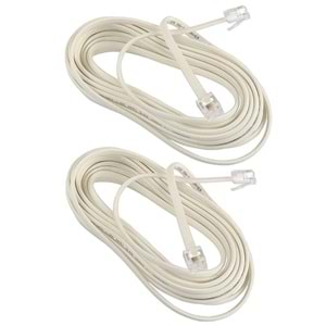 PrimeX PX-KKT15 2CX0.10mmx7 1.5 Metre ADSL RJ11 Telefon Kablosu Krem