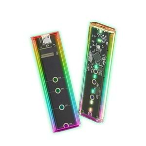 NBTech NB-M2001 RGB M2 Sata, M2 NVMe SSD Kutusu, Type C USB3.0 NVMe SSD Kutusu ,NVMe M.2 SSD Hdd Kutusu, M2 SSD USB Çevirici (NVMe ve NGFF SSD Kutusu)