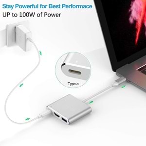 NBTech NB-U515 Gri Metal Type-C to 4K HDMI + USB 3.0 Çevirici Adaptör