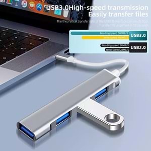 NBTech NB-TYP5 Ultra Slim Gri USB Hub, 4 Port USB 3.0 Çoklayıcı, USB Çoklayıcı