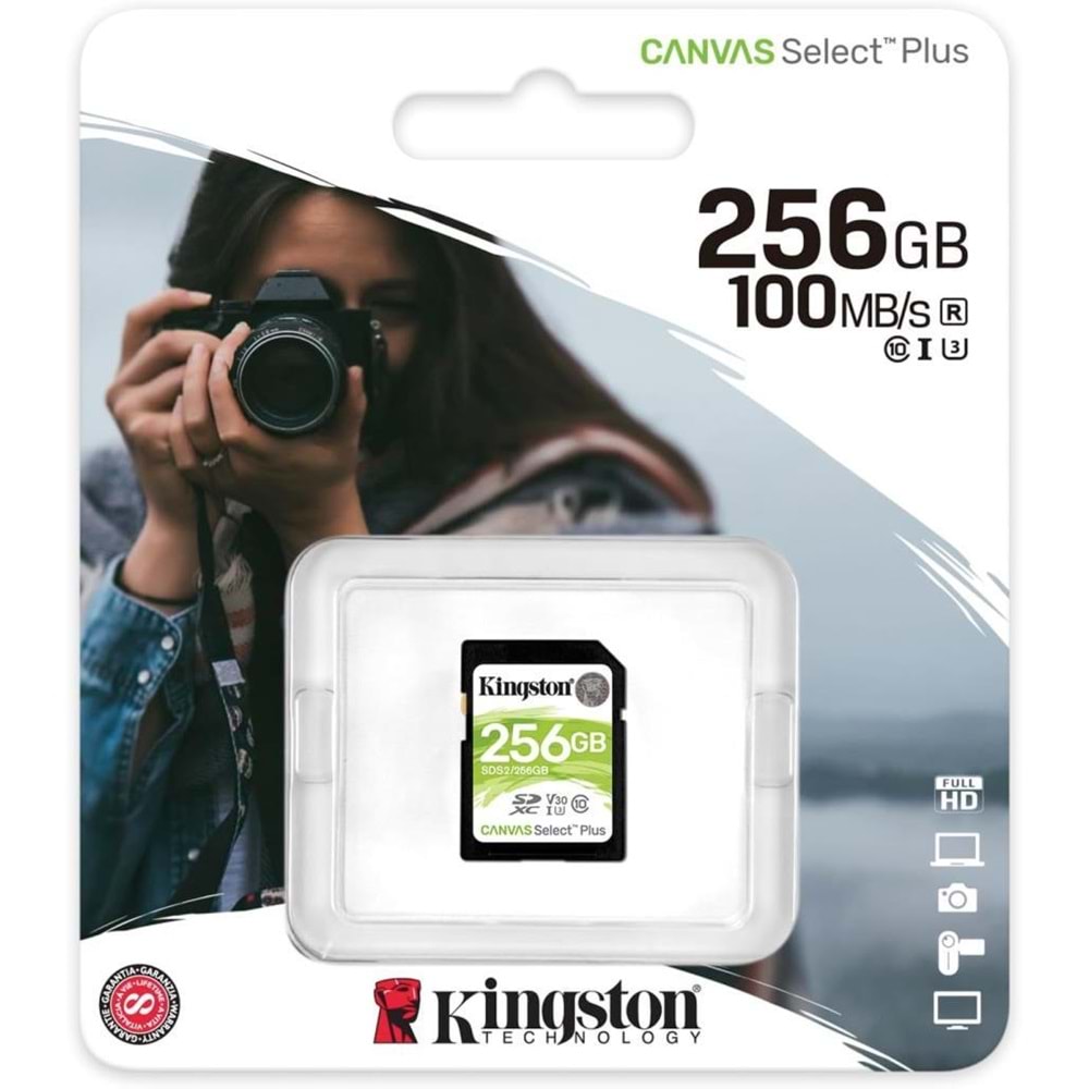 Kingston SDHC 256GB SDS2/256GB Select Plus Class10 Hafıza Kartı