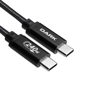 Dark Siyah 1m USB Type-C 240W PD Ultra Hızlı Şarj ve 480Mbps Örgülü Kablo DK-CB-USB240PD100