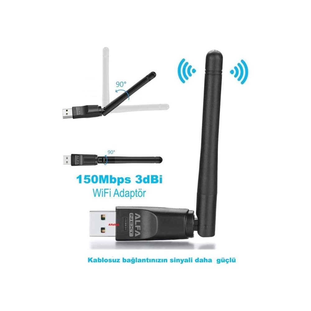 TRIO W114 300 Mbps Kablosuz Usb Adaptör, Antenli Wifi Adaptör , Wifi Dongle (Win10/11 Tak Çalıştır)