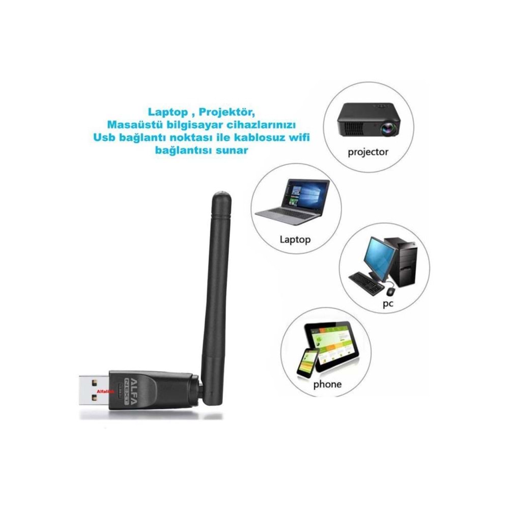 TRIO W114 300 Mbps Kablosuz Usb Adaptör, Antenli Wifi Adaptör , Wifi Dongle (Win10/11 Tak Çalıştır)